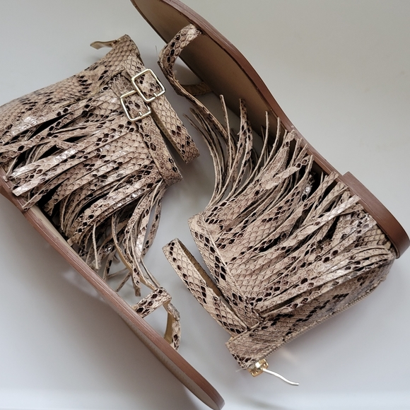 JustFab Winnifred reptile fringe sandals size 6½ - Picture 6 of 10